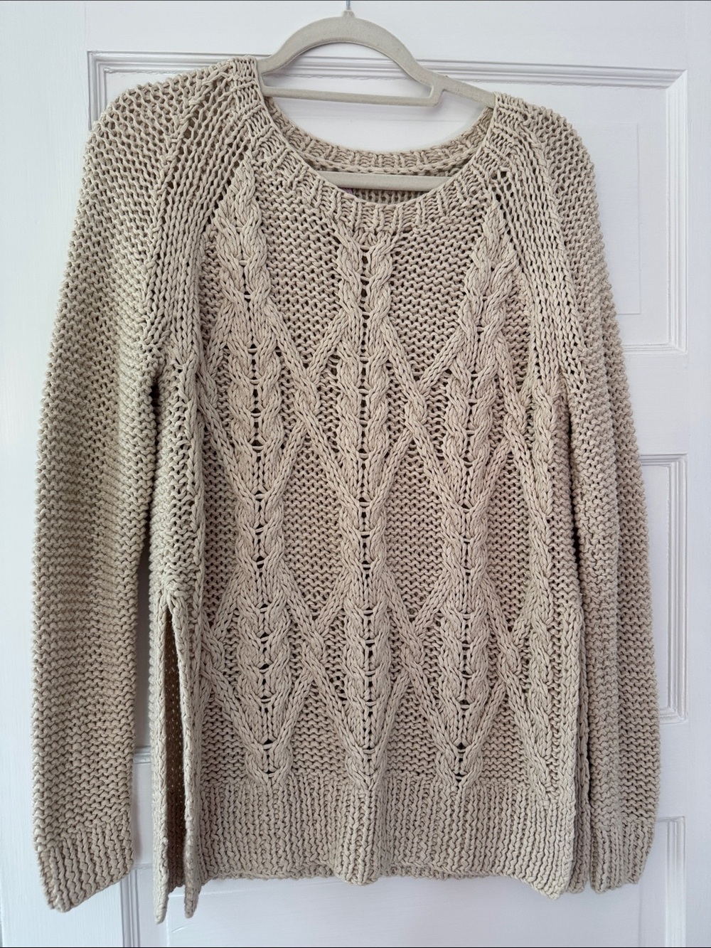 Calypso St. Barth Cream Cable-Knit Scoop Sweater